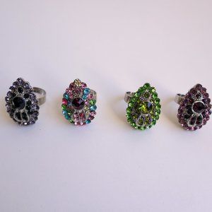 4 Pieces Fashion Rings, Adjustable Bling Rings